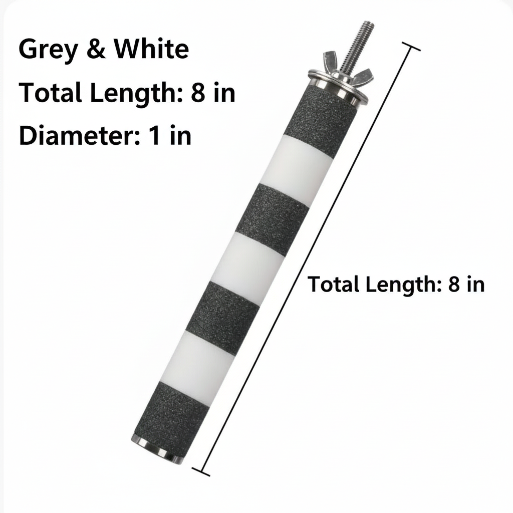 Grey and White Parrot Grinding Perch - English Dimensions