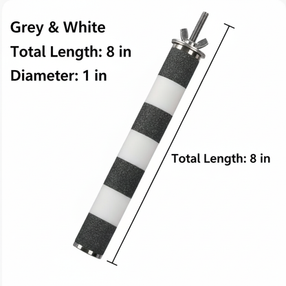 Grey and White Parrot Grinding Perch - English Dimensions