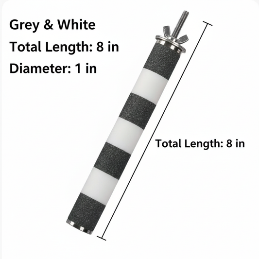 Grey and White Parrot Grinding Perch - English Dimensions