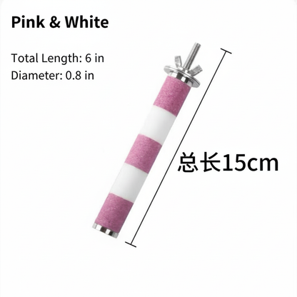 Pink and White Parrot Grinding Perch - Complete Dimensions