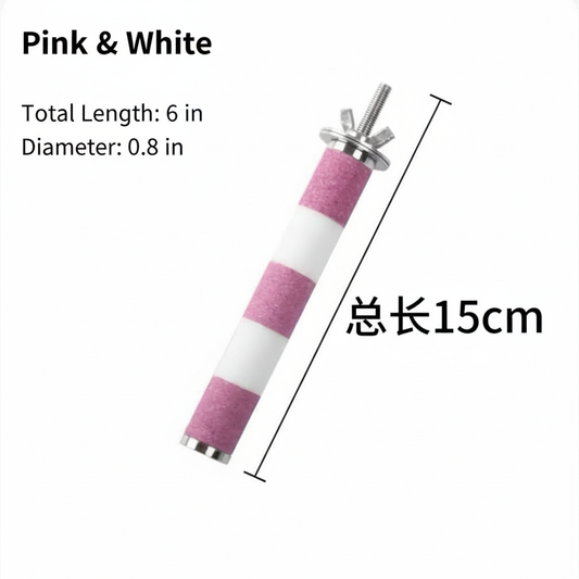 Pink and White Parrot Grinding Perch - Complete Dimensions